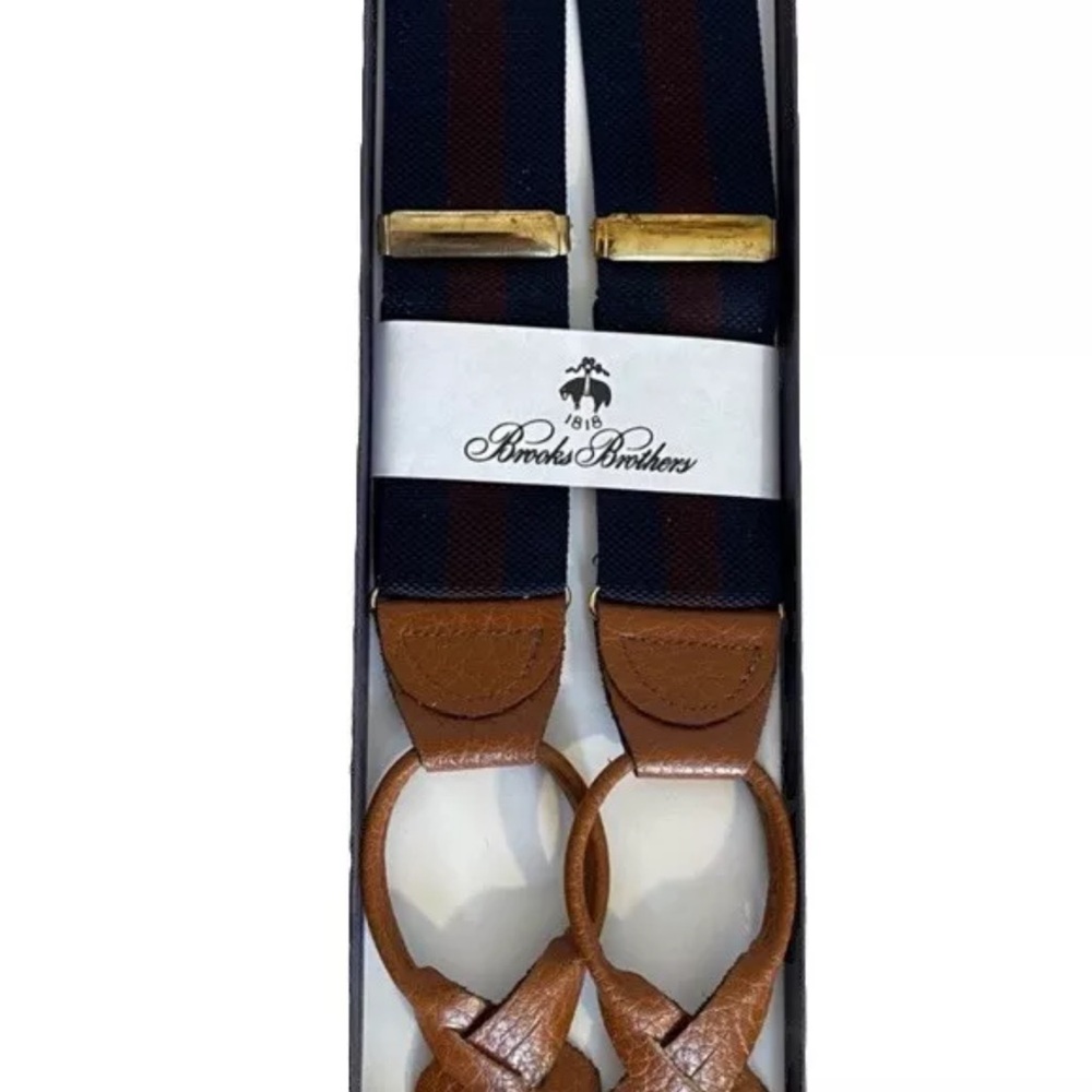 Brooks Brothers Adjustable Suspenders Navy Blue Burgundy